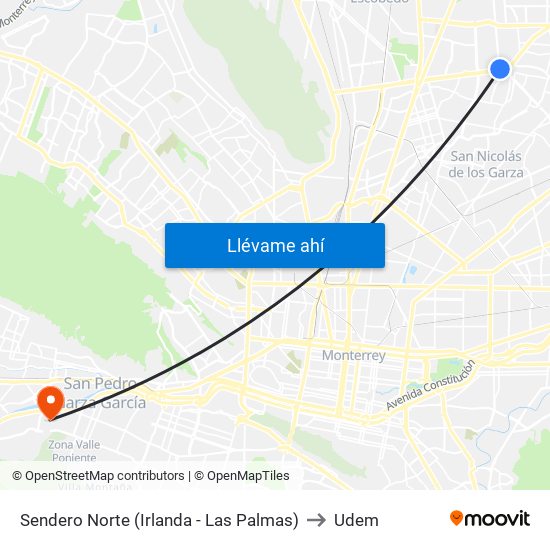 Sendero Norte (Irlanda - Las Palmas) to Udem map