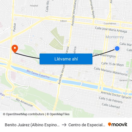 Benito Juárez (Albino Espinosa - Ruperto Martínez) to Centro de Especialidades Médicas map