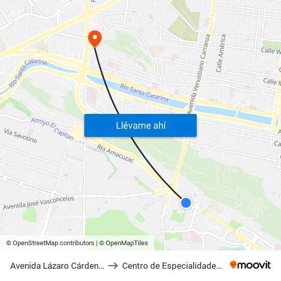 Avenida Lázaro Cárdenas, 2234 to Centro de Especialidades Médicas map