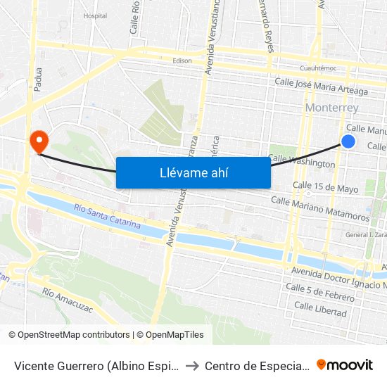 Vicente Guerrero (Albino Espinosa - Ruperto Martínez) to Centro de Especialidades Médicas map