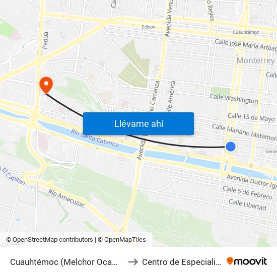 Cuauhtémoc (Melchor Ocampo - Miguel Hidalgo) to Centro de Especialidades Médicas map