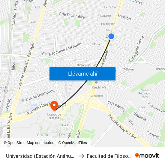 Universidad (Estación Anáhuac) to Facultad de Filosofía map