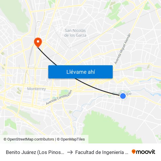 Benito Juárez (Los Pinos - Álamos) to Facultad de Ingeniería Mecánica map