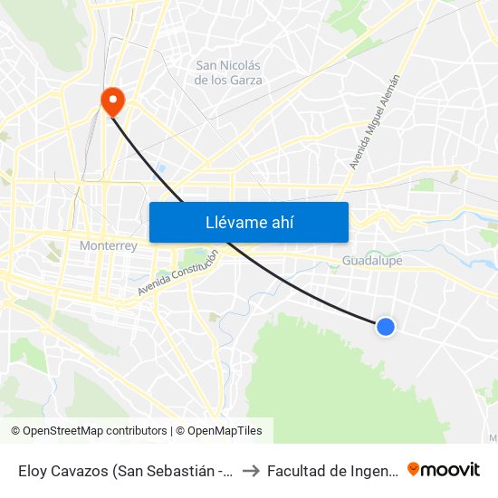 Eloy Cavazos (San Sebastián - Arturo B. de La Garza) to Facultad de Ingeniería Mecánica map