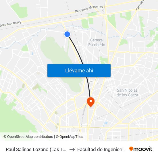 Raúl Salinas Lozano (Las Torres - Unión) to Facultad de Ingeniería Mecánica map