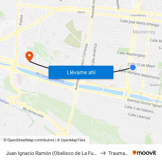 Juan Ignacio Ramón (Obelisco de La Fundación de Monterrey) to Traumatología map