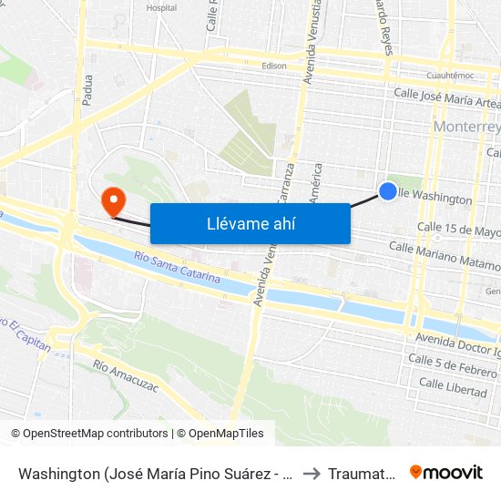 Washington (José María Pino Suárez - Julián Villagrán) to Traumatología map