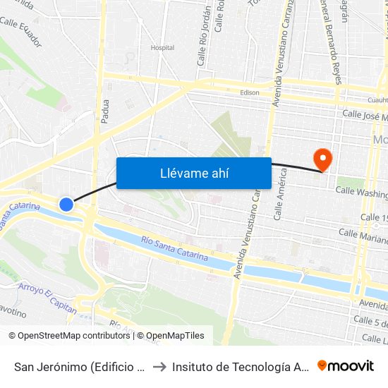 San Jerónimo (Edificio Altreca) to Insituto de Tecnología Avanzada map