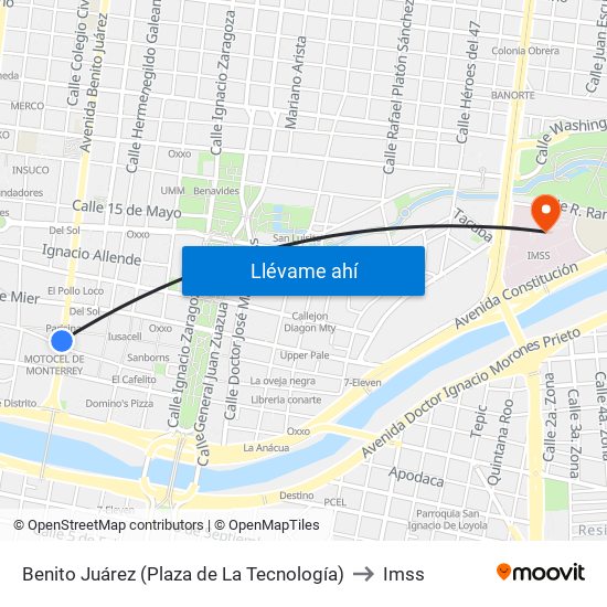 Benito Juárez (Plaza de La Tecnología) to Imss map