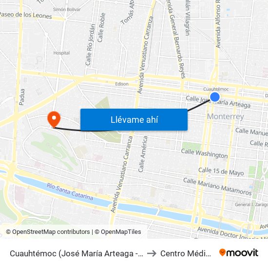 Cuauhtémoc (José María Arteaga - Francisco I. Madero) to Centro Médico La Salle map