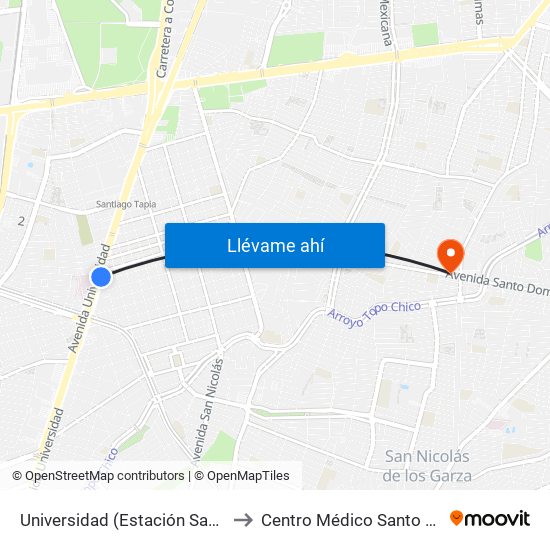 Universidad (Estación San Nicolás) to Centro Médico Santo Domingo map
