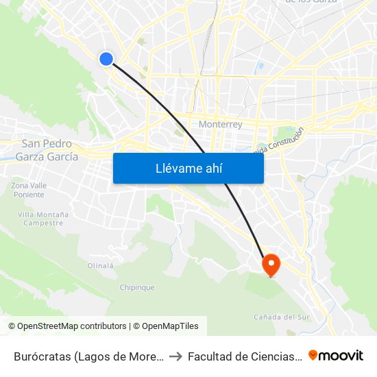Burócratas (Lagos de Moreno - Paseo de La Montaña) to Facultad de Ciencias de La Comunicacion map