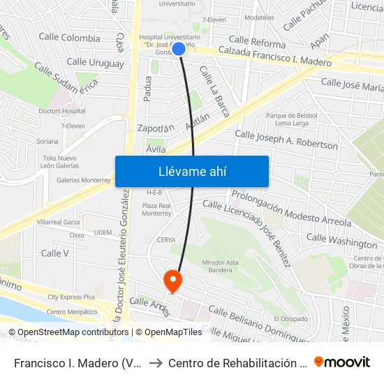 Francisco I. Madero (Venecia - Zapopan) to Centro de Rehabilitación Christus Muguerza map