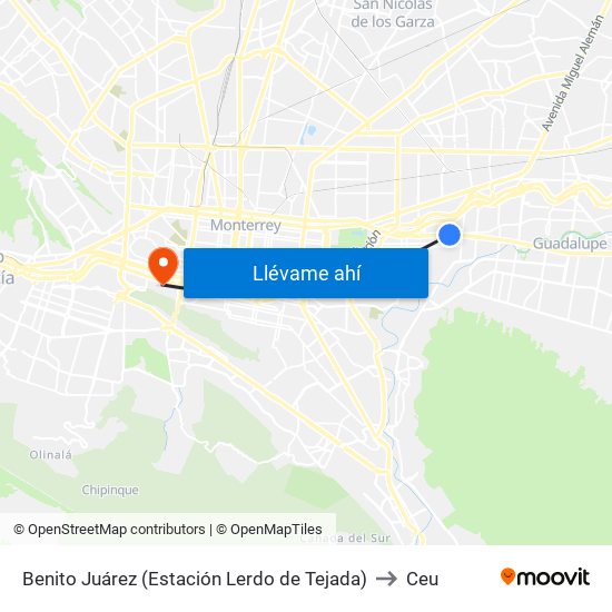 Benito Juárez (Estación Lerdo de Tejada) to Ceu map