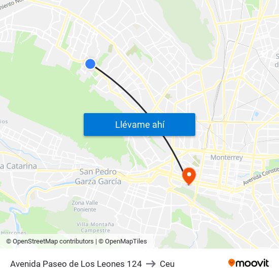 Avenida Paseo de Los Leones 124 to Ceu map