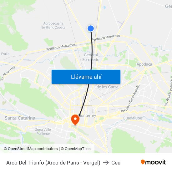 Arco Del Triunfo (Arco de París - Vergel) to Ceu map