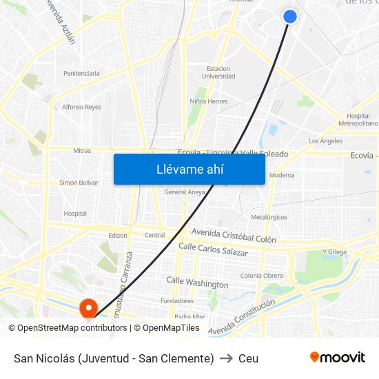 San Nicolás (Juventud - San Clemente) to Ceu map