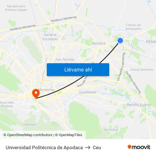 Universidad Politécnica de Apodaca to Ceu map