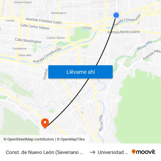 Const. de Nuevo León (Severiano Martínez - Miguel Alemán) to Universidad Tecmilenio map