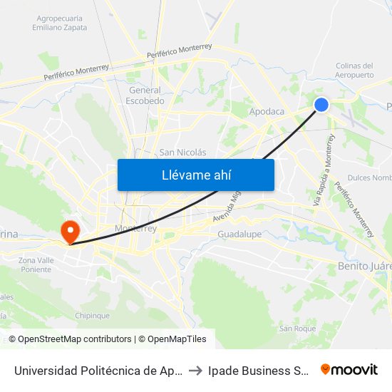 Universidad Politécnica de Apodaca to Ipade Business School map