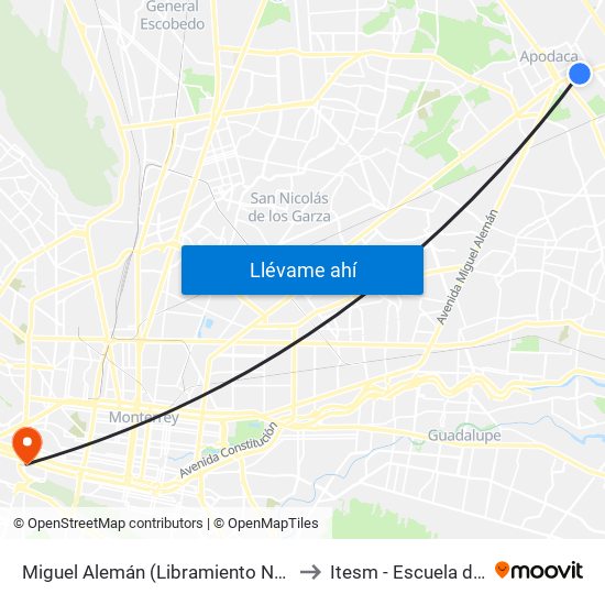 Miguel Alemán (Libramiento Norte - Elías Flores) to Itesm - Escuela de Medicina map