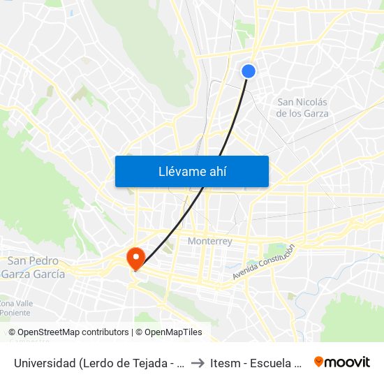 Universidad (Lerdo de Tejada - Ignacio Zaragoza) to Itesm - Escuela de Medicina map