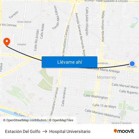 Estación Del Golfo to Hospital Universitario map