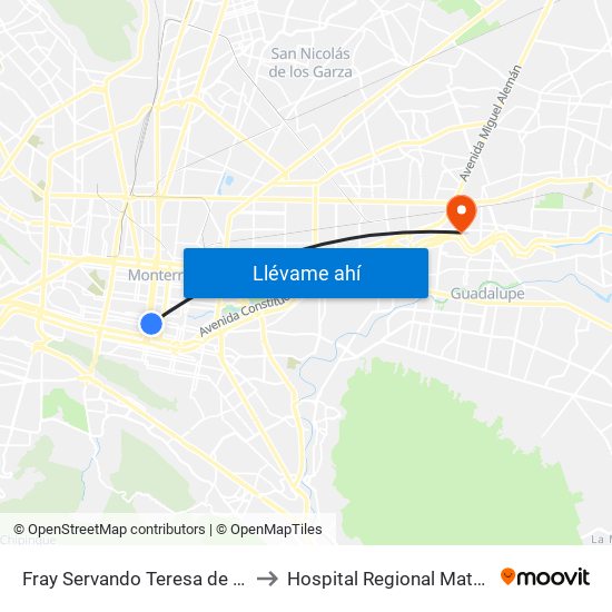 Fray Servando Teresa de Mier (José Garibaldi - Cuauhtémoc) to Hospital Regional Materno Infantil de Alta Especialidad map