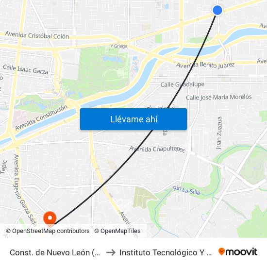 Const. de Nuevo León (Severiano Martínez - Miguel Alemán) to Instituto Tecnológico Y de Estudios Superiores de Monterrey map