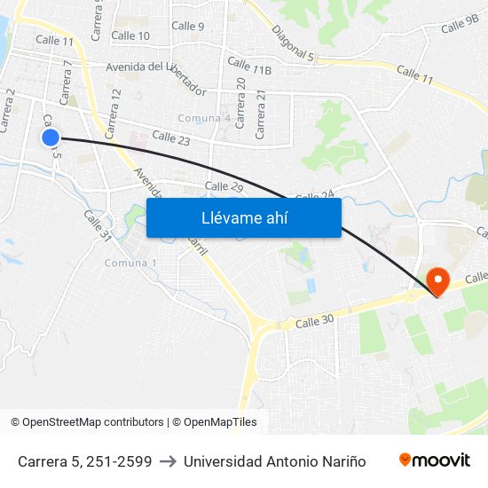 Carrera 5, 251-2599 to Universidad Antonio Nariño map