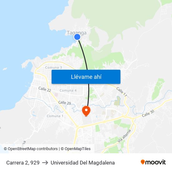 Carrera 2, 929 to Universidad Del Magdalena map