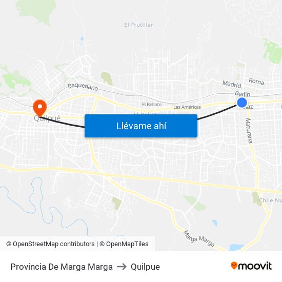 Provincia De Marga Marga to Quilpue map