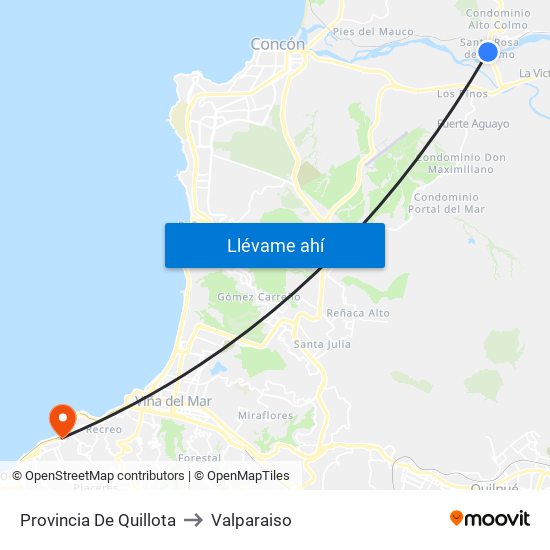 Provincia De Quillota to Valparaiso map