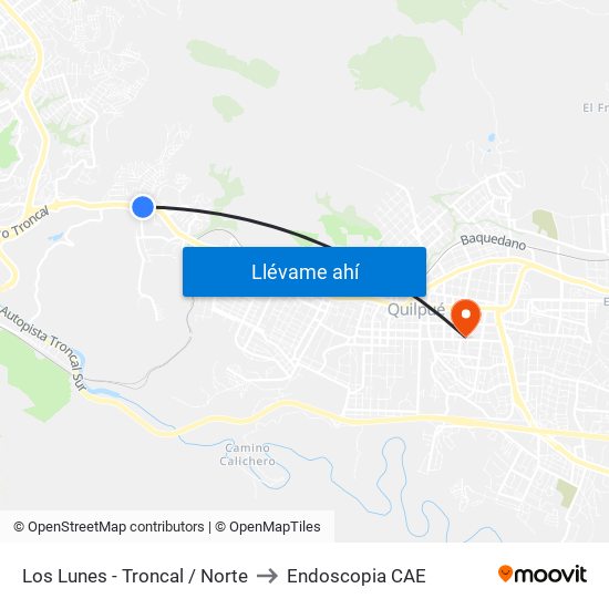 Los Lunes - Troncal / Norte to Endoscopia CAE map