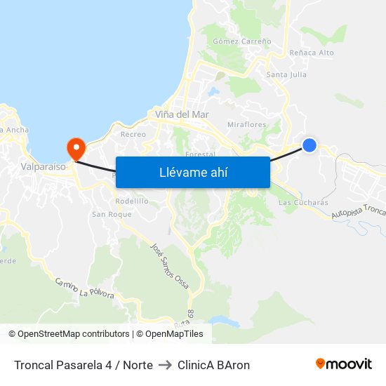 Troncal Pasarela 4 / Norte to ClinicA BAron map