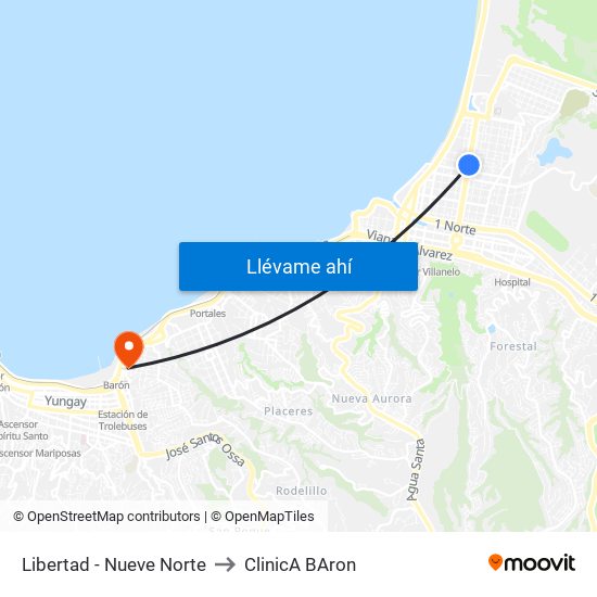 Libertad - Nueve Norte to ClinicA BAron map