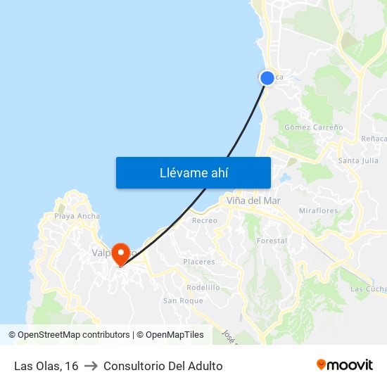 Las Olas, 16 to Consultorio Del Adulto map