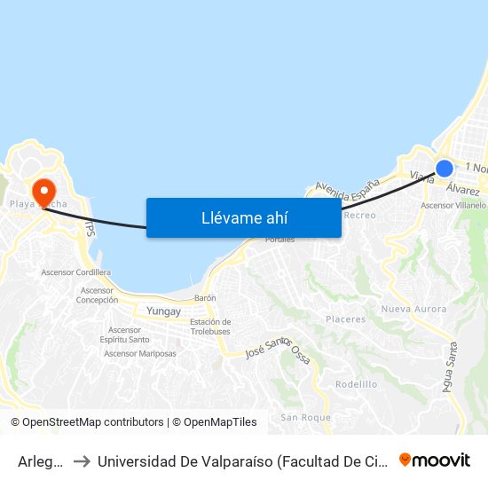 Arlegui, 237 to Universidad De Valparaíso (Facultad De Ciencias - Ingeniería Ambiental) map