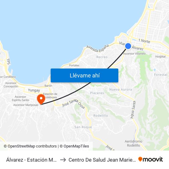 Álvarez - Estación Miramar to Centro De Salud Jean Marie Thierry map