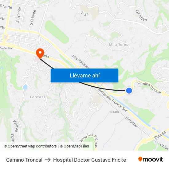 Camino Troncal to Hospital Doctor Gustavo Fricke map