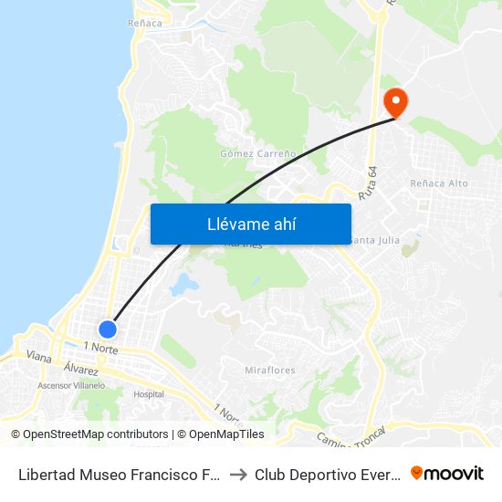 Libertad Museo Francisco Fonk to Club Deportivo Everton map