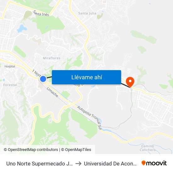Uno Norte Supermecado Jumbo to Universidad De Aconcagua map
