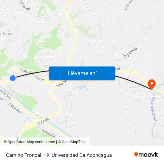 Camino Troncal to Universidad De Aconcagua map