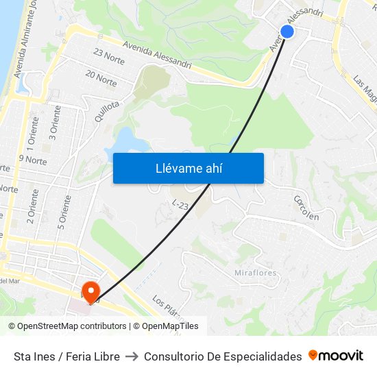 Sta Ines / Feria Libre to Consultorio De Especialidades map