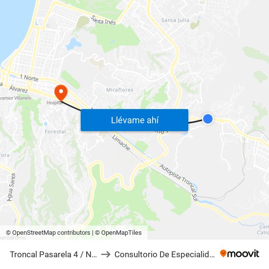 Troncal Pasarela 4 / Norte to Consultorio De Especialidades map