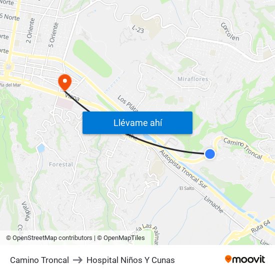 Camino Troncal to Hospital Niños Y Cunas map