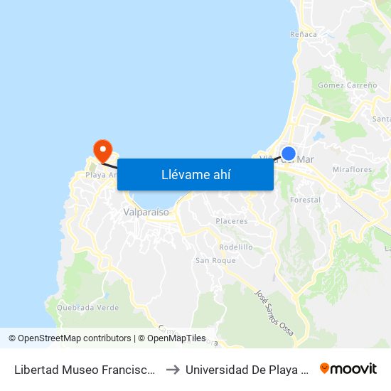 Libertad Museo Francisco Fonk to Universidad De Playa Ancha map