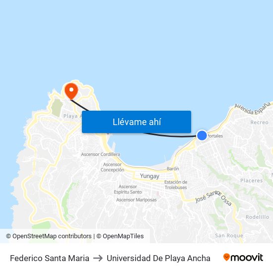 Federico Santa Maria to Universidad De Playa Ancha map