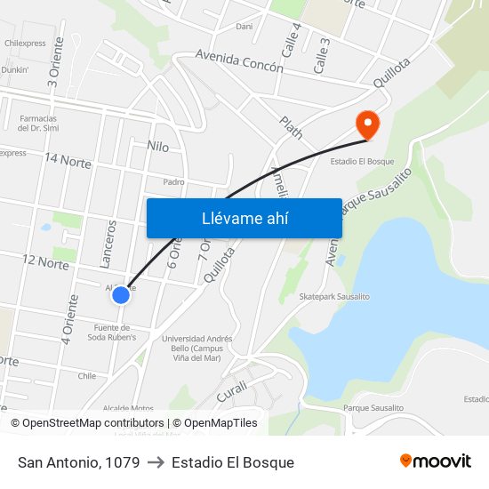 San Antonio, 1079 to Estadio El Bosque map