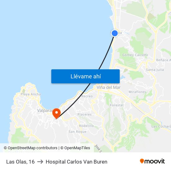 Las Olas, 16 to Hospital Carlos Van Buren map